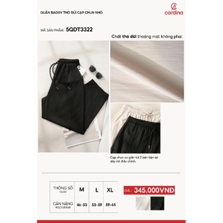 5QDT33 Quần nữ CARDINA cao cấp quần baggy basic chất thô đũi  5QDT33