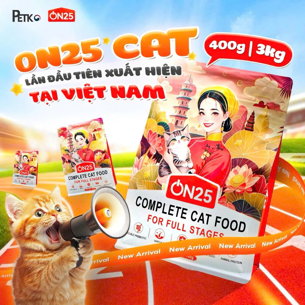 Thức Ăn Hạt Cho Mèo On25 Cat Gói 3kg - 82% Đạm Động Vật Hỗ Trợ Tiêu Hóa Giảm Hôi Phân Và Dưỡng Lông