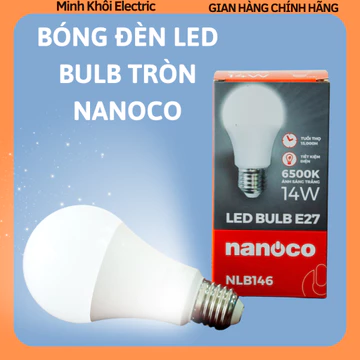 Bóng đèn LED Bulb tròn Nanoco 14W – 15W ánh sáng trắng/vàng đui E27,bóng đèn tròn led,bóng led bulb,đèn led nanoco,bóng