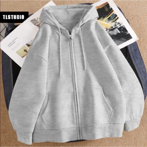 Áo Hoodie Zip Nỉ Bông From Rộng Nữ