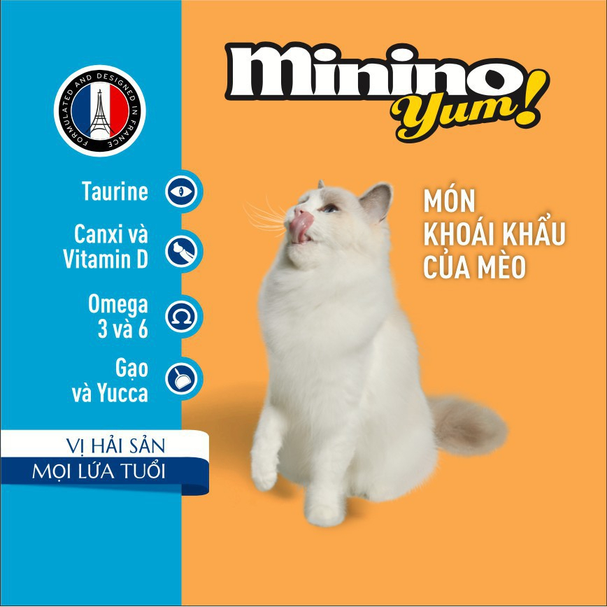 Thức Ăn Hạt Cho Mèo Minino Yum Vị Hải Sản Gói 350g/1.5kg Hỗ Trợ Tiêu Hóa Và Dưỡng Mượt Lông