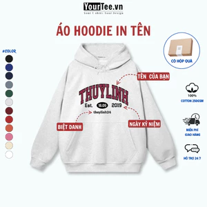 Áo Hoodie Nỉ Bông 350gsm Lót Bông Ấm, In Tên Theo Yêu Cầu YH01 + CÓ HỘP