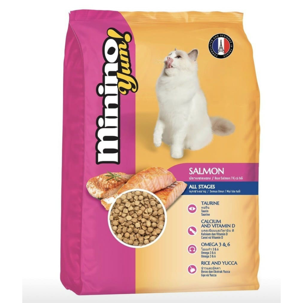 Thức Ăn Hạt Cho Mèo Minino Yum Vị Cá Hồi Gói 1.5kg Bổ Sung Dinh Dưỡng Cho Mèo Mọi Lứa Tuổi