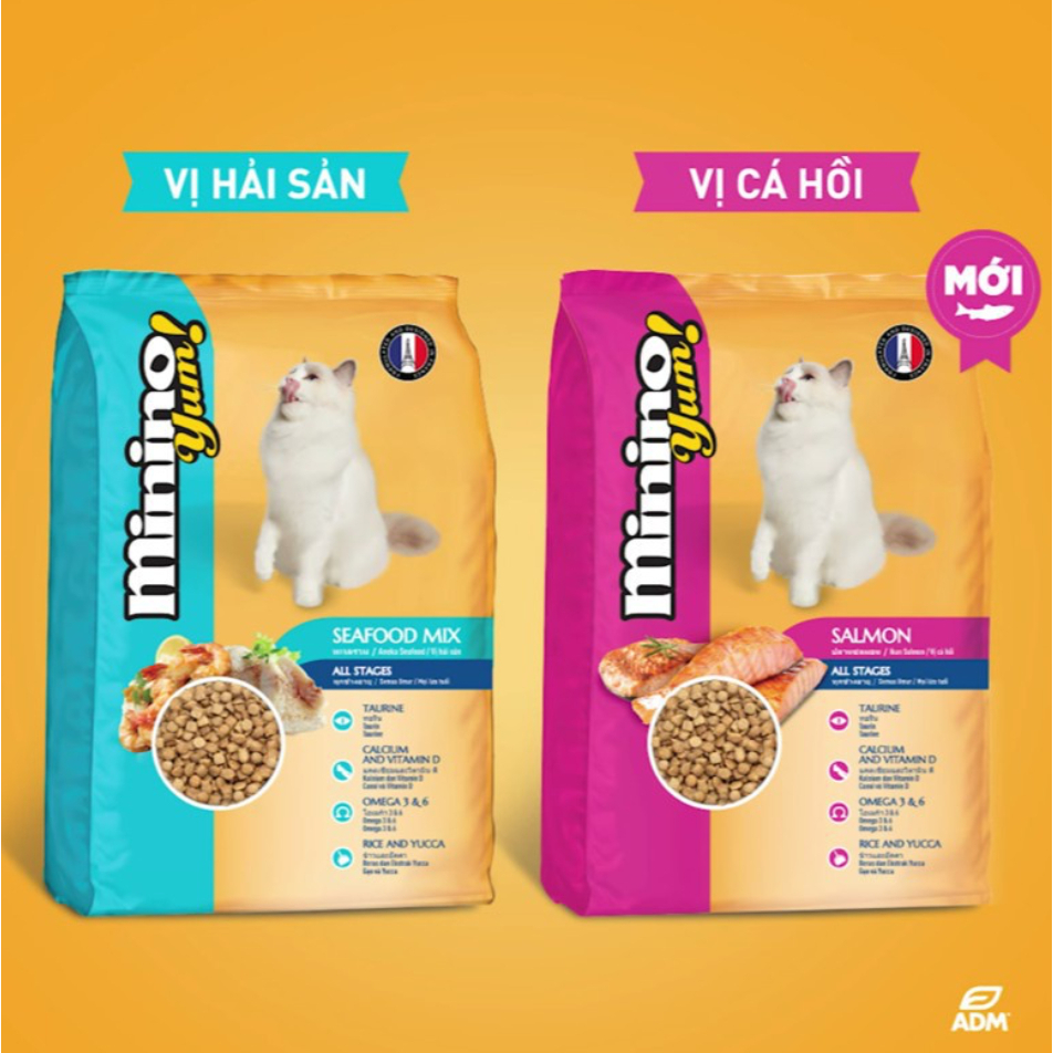 Thức Ăn Hạt Cho Mèo Minino Yum Vị Cá Hồi Gói 1.5kg Bổ Sung Dinh Dưỡng Cho Mèo Mọi Lứa Tuổi
