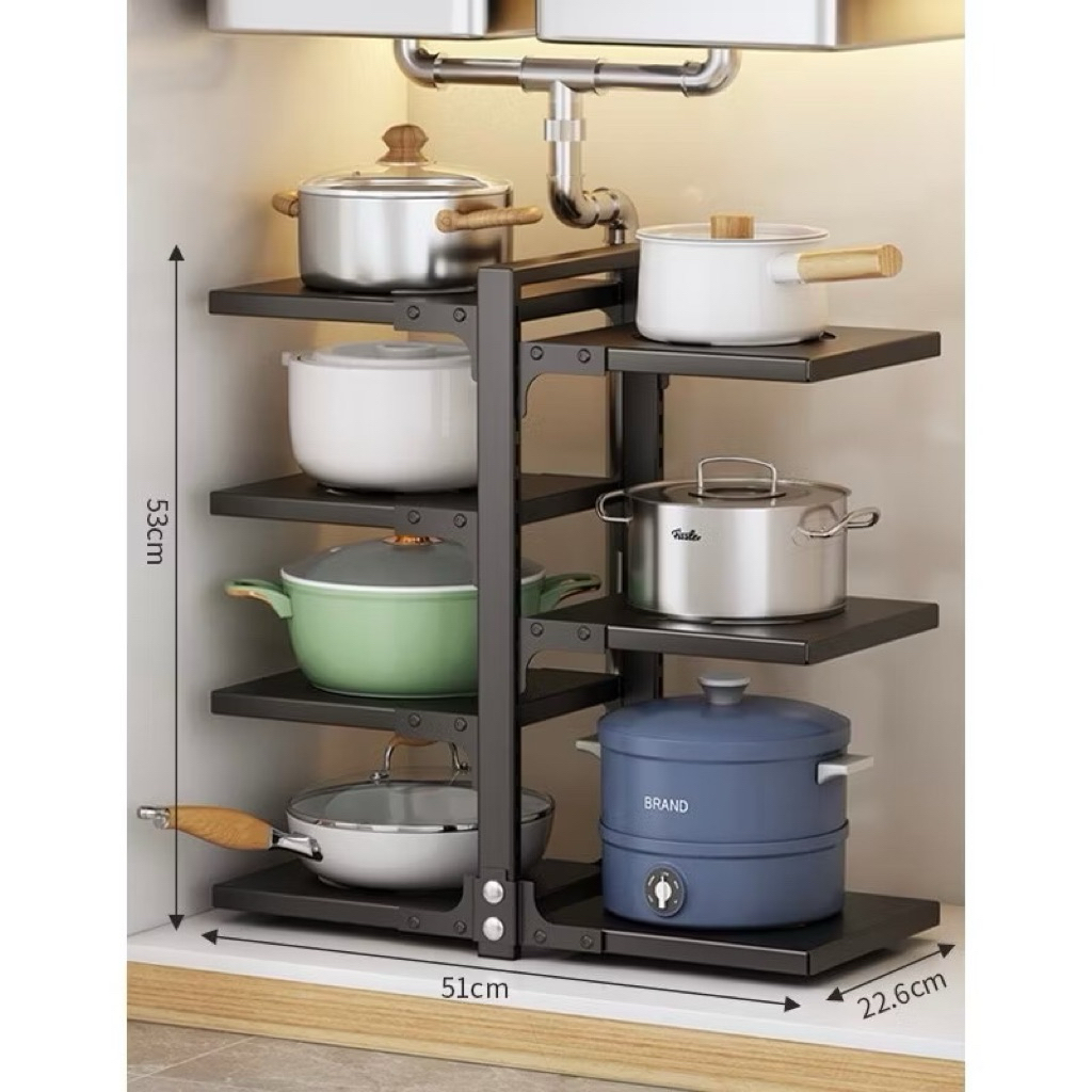 Kệ để xoong nồi 3-4-7 tầng đa năng bằng thép không rỉ, tải trọng 5kg chiều cao có thể thay đổi cực tiện lợi