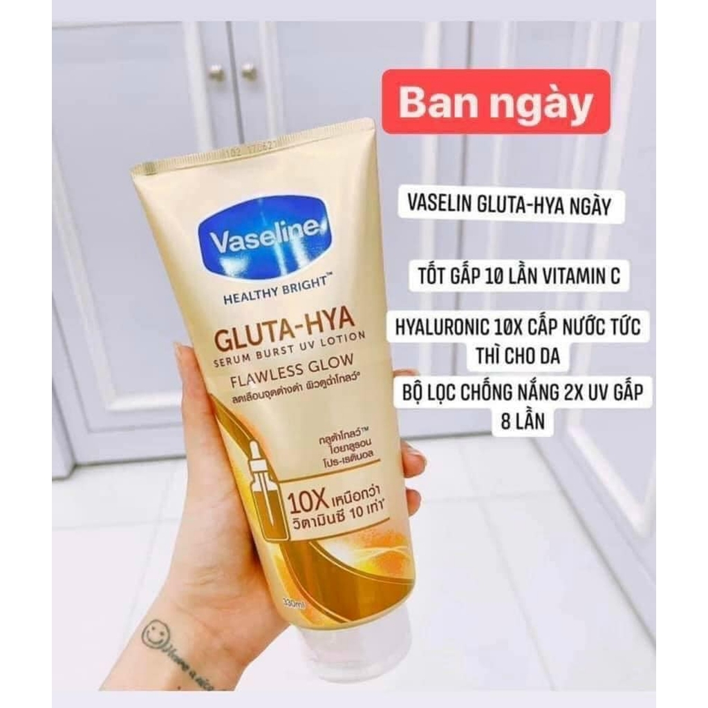 [Combo 1 tặng 1] - Dưỡng Thể Vaseline Healthy Bright Gluta-hya 330mL TẶNG Dưỡng Thể Vaseline Ove
