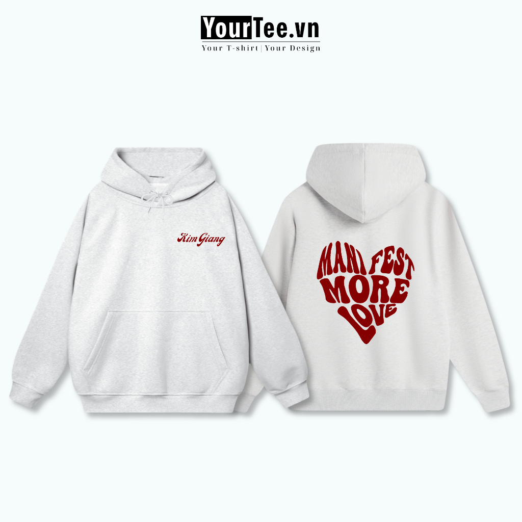 [ÁO HOODIE IN TÊN] Áo Hoodie Nỉ Bông Mịn Mượt, Lót Bông Ấm, In Tên Trước Ngực + More Love YH07 + CÓ HỘP