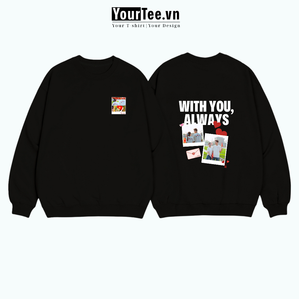 [ÁO SWEATER IN TÊN] Áo Sweater In Tên + Ảnh Couple Của Bạn – Quà Tặng Ý Nghĩa YW09 + CÓ HỘP