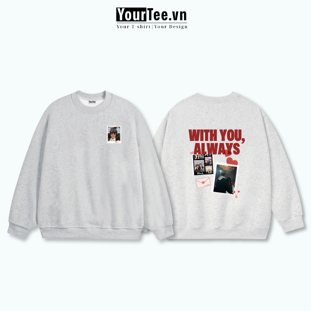 [ÁO SWEATER IN TÊN] Áo Sweater In Tên + Ảnh Couple Của Bạn – Quà Tặng Ý Nghĩa YW09 + CÓ HỘP