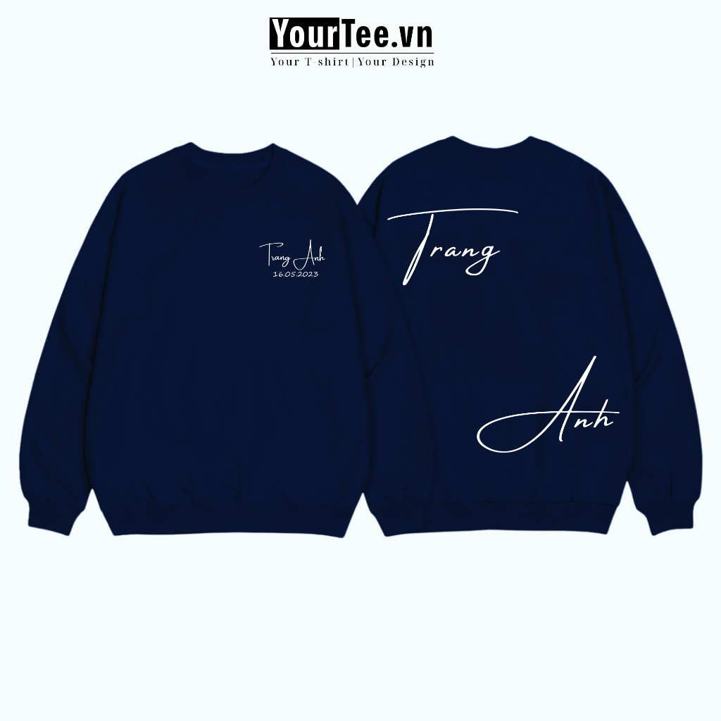 [ÁO SWEATER IN TÊN] Áo Sweater Nỉ In Tên Theo Yêu Cầu, In Chéo Đẹp, Dày Dặn Giữ Ấm YW10 + CÓ HỘP