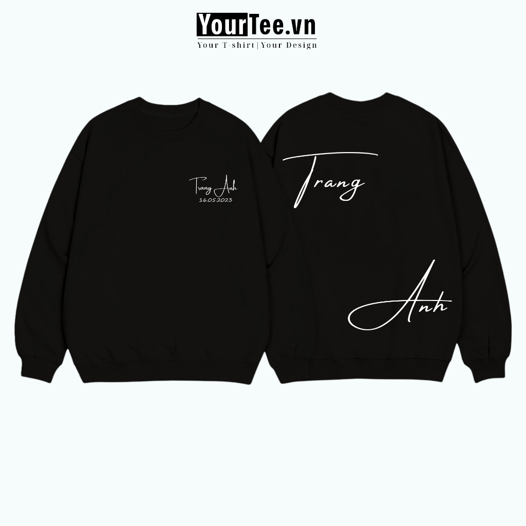 [ÁO SWEATER IN TÊN] Áo Sweater Nỉ In Tên Theo Yêu Cầu, In Chéo Đẹp, Dày Dặn Giữ Ấm YW10 + CÓ HỘP
