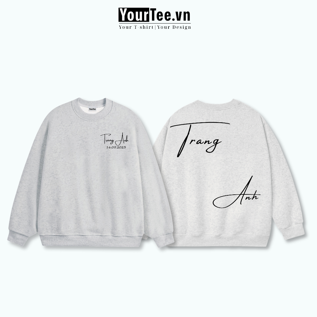 [ÁO SWEATER IN TÊN] Áo Sweater Nỉ In Tên Theo Yêu Cầu, In Chéo Đẹp, Dày Dặn Giữ Ấm YW10 + CÓ HỘP