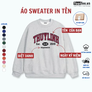 Áo Sweater In Tên + Ngày Kỉ Niệm Riêng Couple Theo Trend YW01 + CÓ HỘP