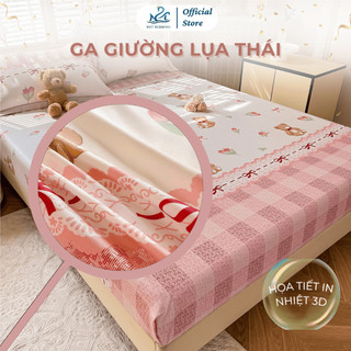Bộ ga giường và vỏ gối lụa thái M2T BEDDING mềm, mịn, mát gồm 1 ga giường và 2 vỏ gối nằm