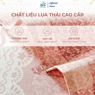 Bộ ga giường và vỏ gối lụa thái M2T BEDDING mềm, mịn, mát gồm 1 ga giường và 2 vỏ gối nằm