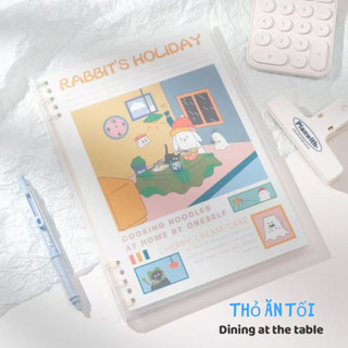 Sổ vở còng liền bìa lót siêu xinh sắn RABIT'S HOLIDAY + Ruột Giấy BONZAI