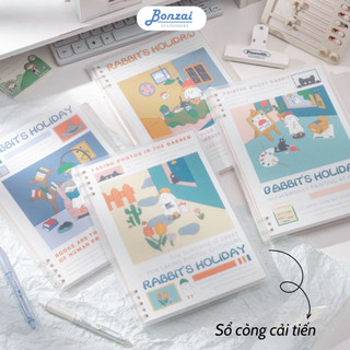 Sổ vở còng liền bìa lót siêu xinh sắn RABIT'S HOLIDAY + Ruột Giấy BONZAI
