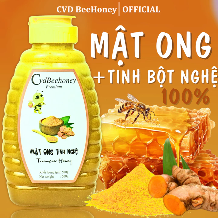 Mật ong nguyên chất Tinh Bột Nghệ, mật ong tự nhiên, hỗ trợ dạ dày, đại tràng, mật ong CvdBeehoney