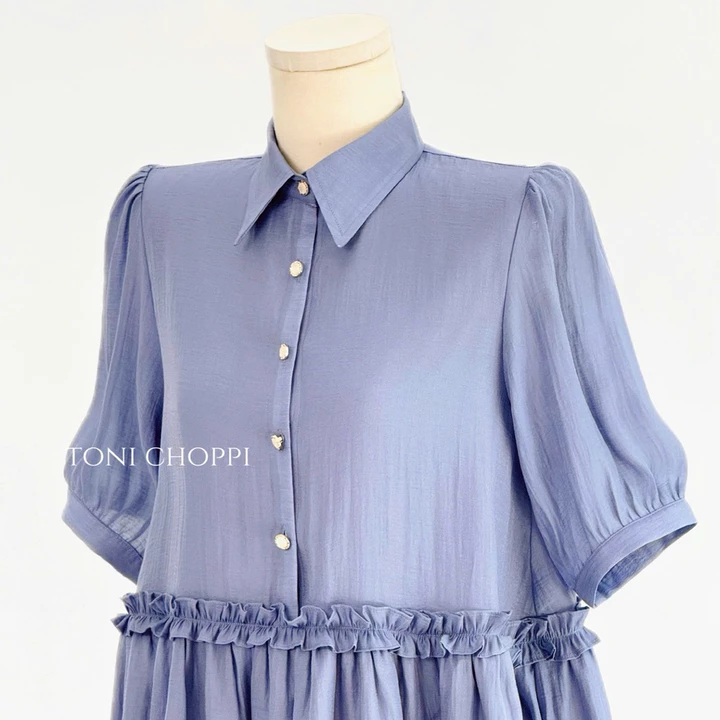 Đầm Babydoll TONI CHOPPI Tay Bồng Tùng Nhúng, Váy Babydoll Nữ Phù Hợp Mặc Đi Học Đi Chơi - Violet