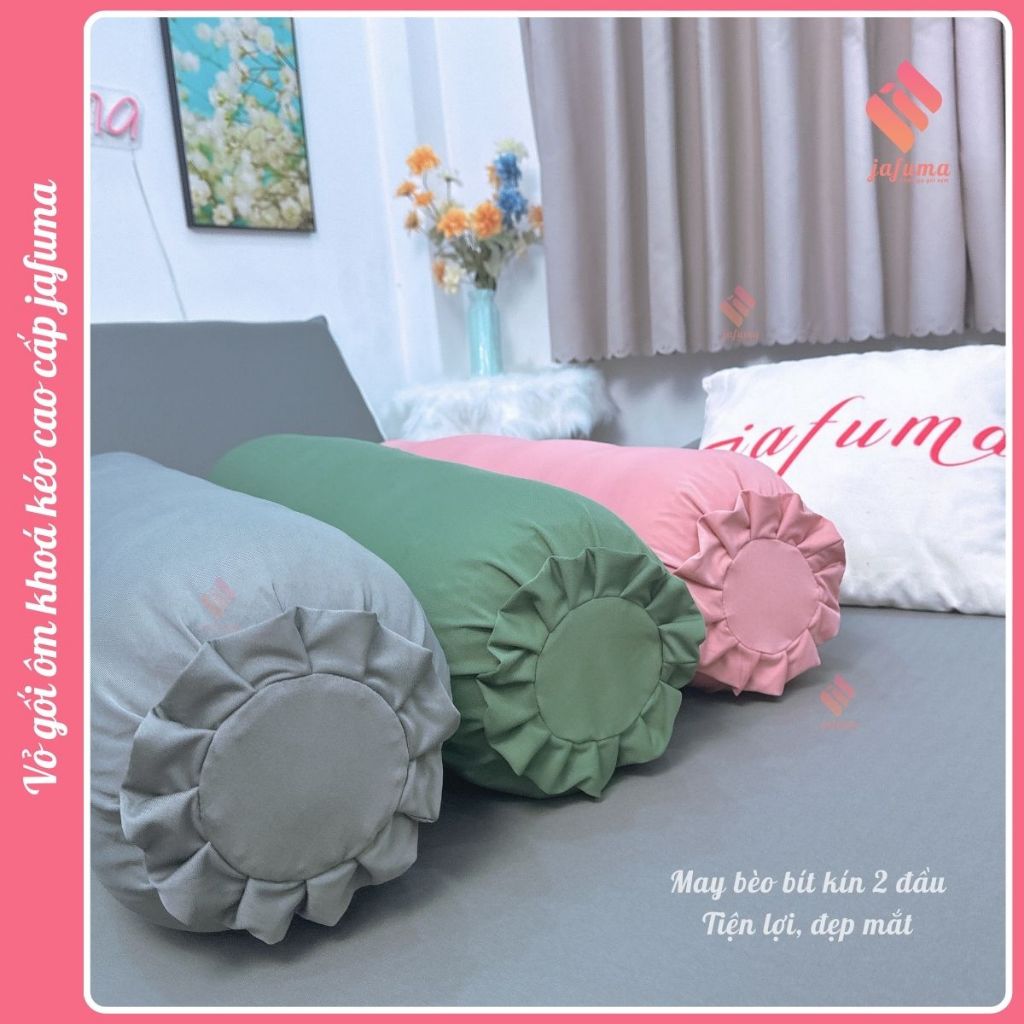 Vỏ gối ôm có khóa kéo JAFUMA chất liệu Thun Lạnh Ý và Cotton 100%cao cấp, áo gối ôm35x100cm KHÓA KÉO