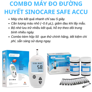 Combo Máy Đo Đường Huyết Sinocare Safe Accu + Que Thử – Chính Hãng – Kết Quả Nhanh – Tiết Kiệm