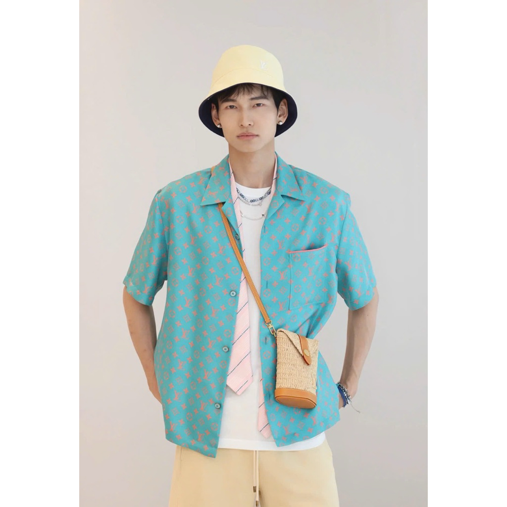 ⚡️[Hight Quality] Áo Sơ Mi Cộc Tay Cổ Bẻ \/ Blue Red Ready - Điểm Nhấn Hoa Quanh Áo Màu Sắc Cao Cấp Nam Nữ