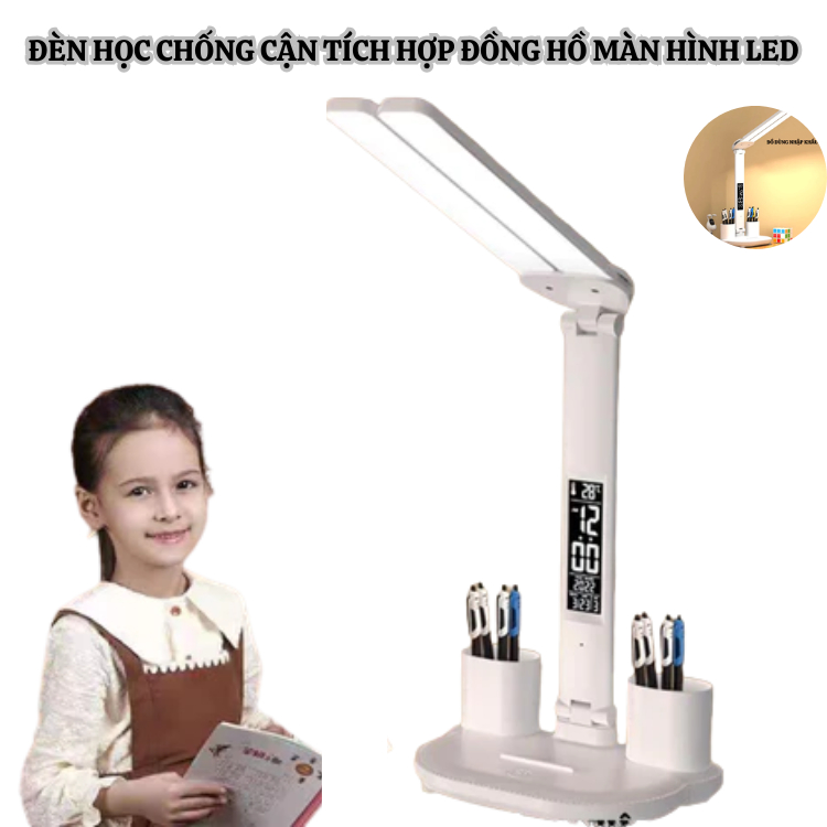 Đèn học chống cận tích hợp đồng hồ màn hình led-Đèn cắm trực tiếp