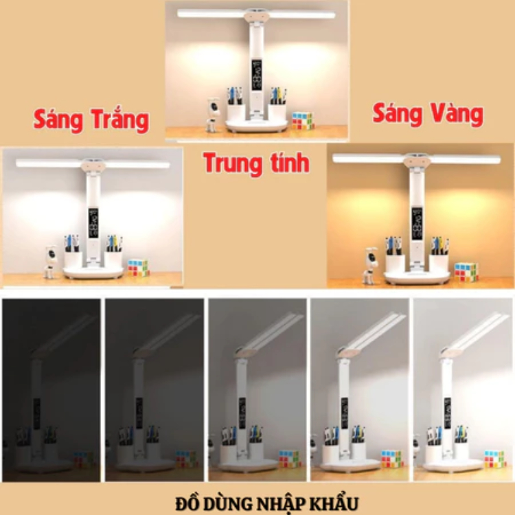Đèn học chống cận tích hợp đồng hồ màn hình led-Đèn cắm trực tiếp