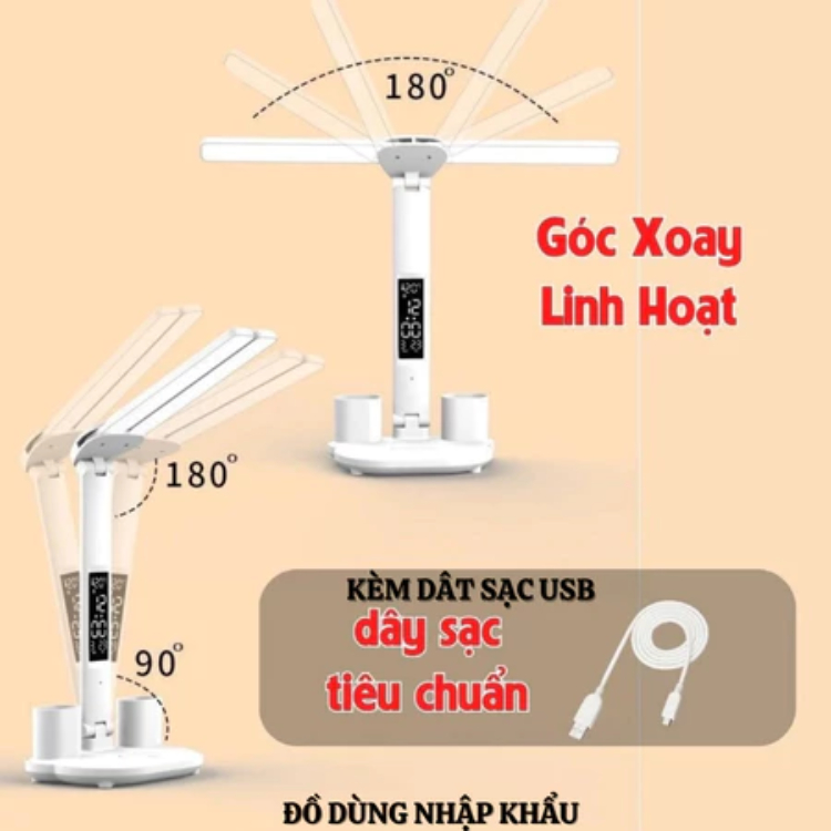 Đèn học chống cận tích hợp đồng hồ màn hình led-Đèn cắm trực tiếp