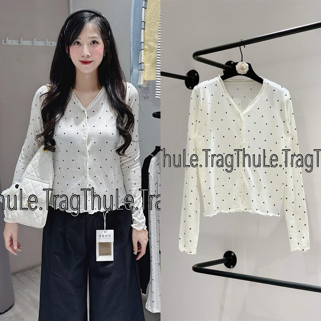 [𝐒𝐮𝐙𝐲] Áo Len Cadigan Mỏng MTG Chấm Bi QCCC (50-54kg 1m55 trở lên)