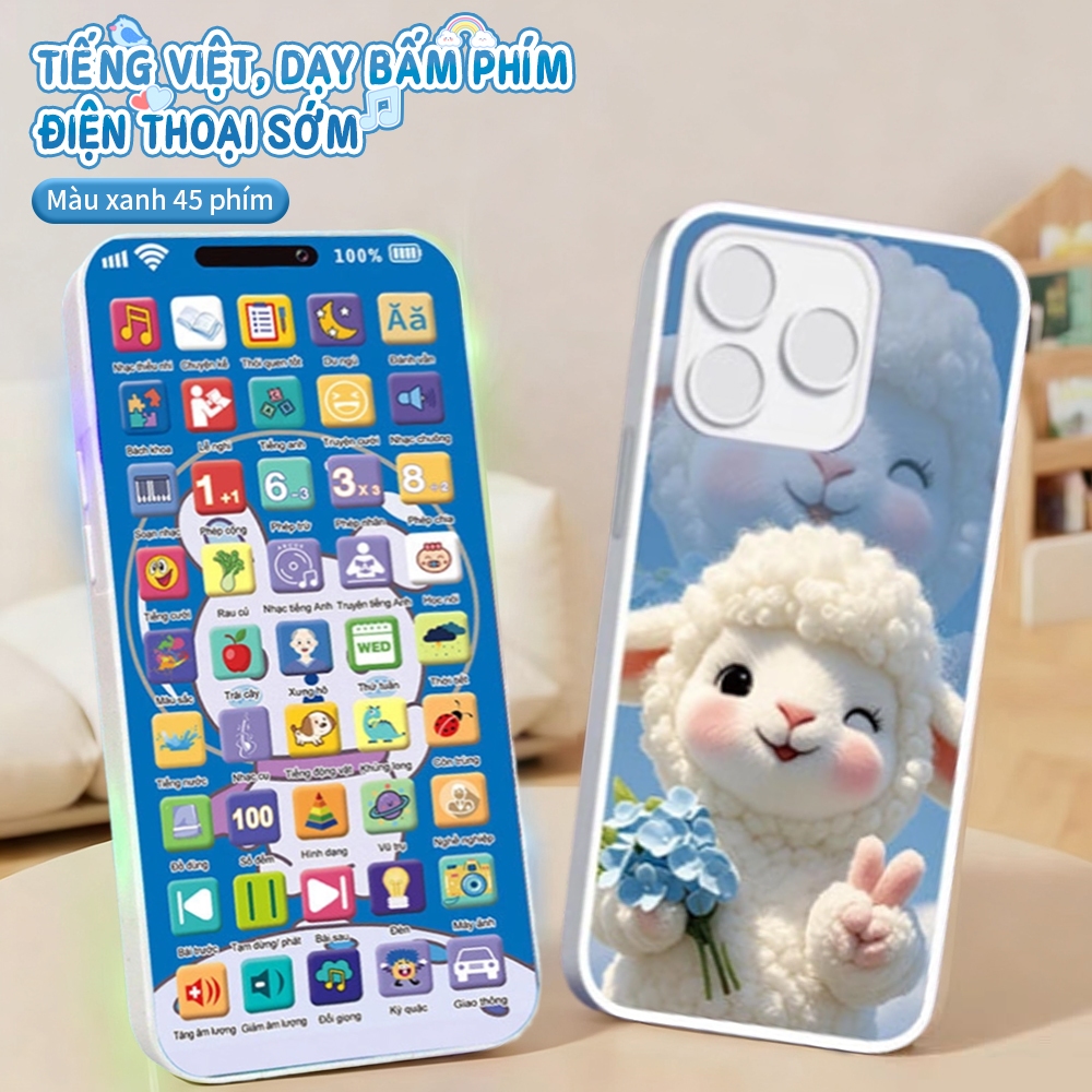 Điện Thoại Giả Cho Trẻ Em 45 Phím – Học Mà Chơi Với Nhiều Chủ Đề Học Tập & Giải Trí, Thiết Kế Chống Cấn