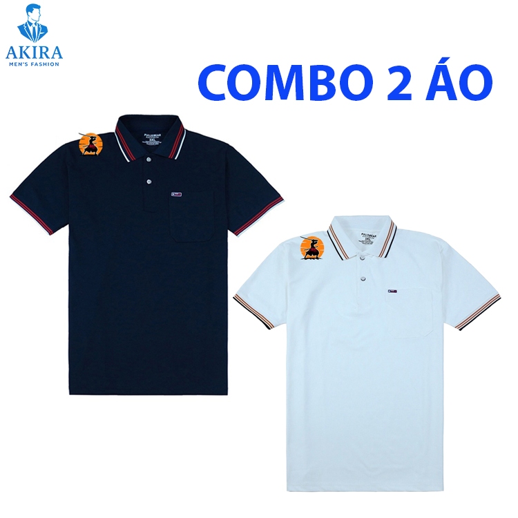 Combo 2 áo polo nam, áo thun nam có cổ, chất cotton CVC, thể thao trẻ trung