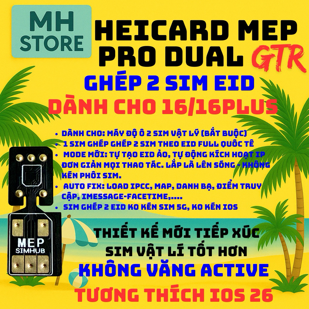 [ Bản 16/16Plus] Sim ghép Heicard Mep Pro Dual GTR/ Heicard Pro 5.7 GTR ...