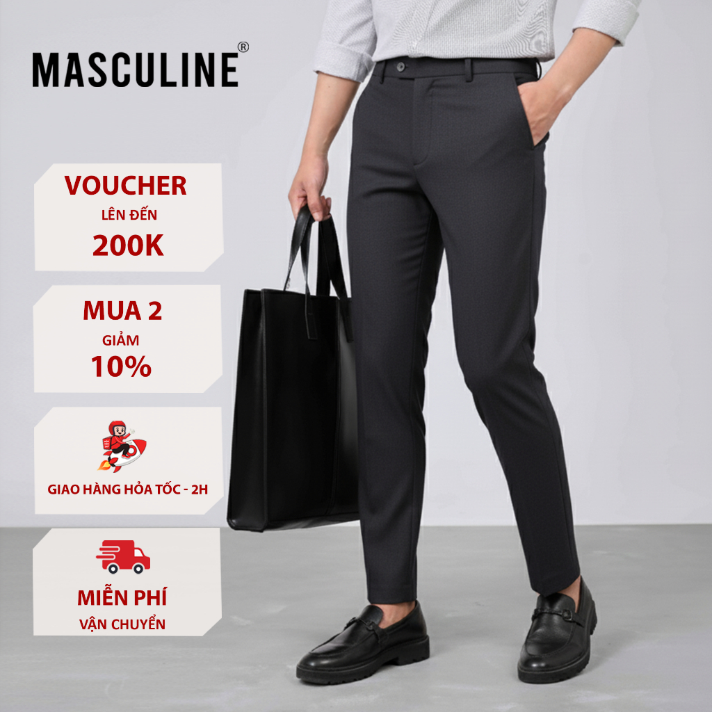 Quần âu Beggi nam trẻ MASCULINE MCR501 - Quần vải dài phom dáng Carrot Relax co giãn nhẹ