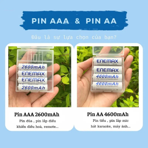 [ENEMAX] Pin Sạc Tái Sử Dụng Combo 1 Sạc + 8 Pin AAA 2600mAh