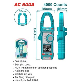 ĐỒ NGHỀ TOTAL Kềm đo AC kỹ thuật số TMT766001