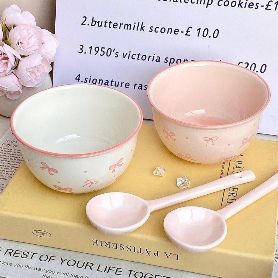 [2 BÁT 2 THÌA] Set 2 Bát 2 Thìa Sứ Nhiều Hình Dễ Thương, Bộ Bát Cơm Sứ In Hình Đáng Yêu SET2BAT