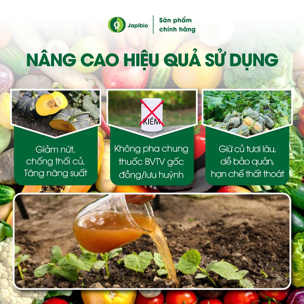 Đạm Cá Hữu Cơ JapiBio 250ml – Phân Bón Nguyên Chất Không Mùi, Kích Rễ Nuôi Củ To Đều Chắc Ruột