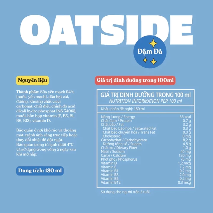 Thùng sữa oatside, sữa yến mạch Oatside Baritsta Blend, sữa hạt không chứq lactose, không chất làm ngọt – 7