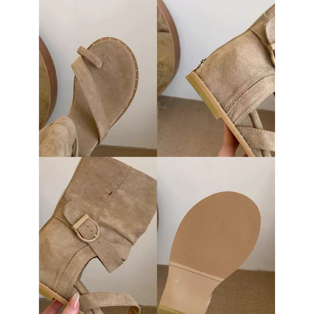 Boots xỏ ngón da lộn cá tính