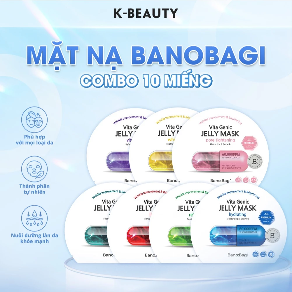 COMBO 10 Miếng Mặt Nạ BANOBAGI PREMIUM Thế Hệ Mới, Dưỡng Da Chuyên Sâu Dành Cho Mọi Loại Da 30ml