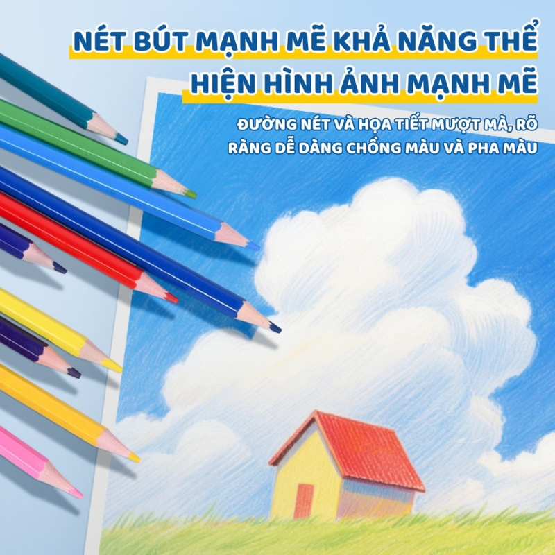 Hộp Bút Chì Màu Cao Cấp Chất Lượng Tốt, Giữ Màu Lâu Phai, Lõi Bền Chắc, Phù Hợp Học Sinh Sinh Viên