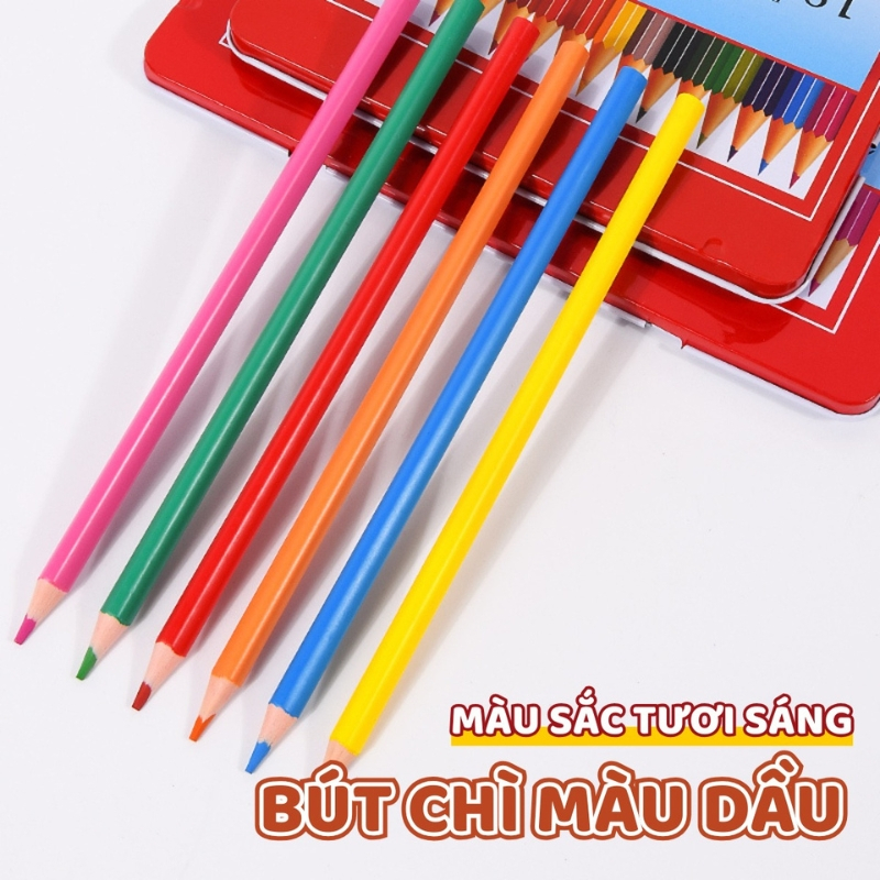 Hộp Bút Chì Màu Cao Cấp Chất Lượng Tốt, Giữ Màu Lâu Phai, Lõi Bền Chắc, Phù Hợp Học Sinh Sinh Viên