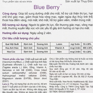 Viên uống bổ mắt Blue Berry Plus Ojenvitamin New Nordic