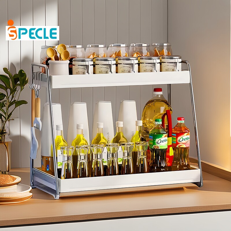 iSPECLE Kệ Gia Vị Đa Năng-Giá Để Đồ Bếp Có Móc Treo, Chứa Nhiều Gia Vị & Dụng Cụ