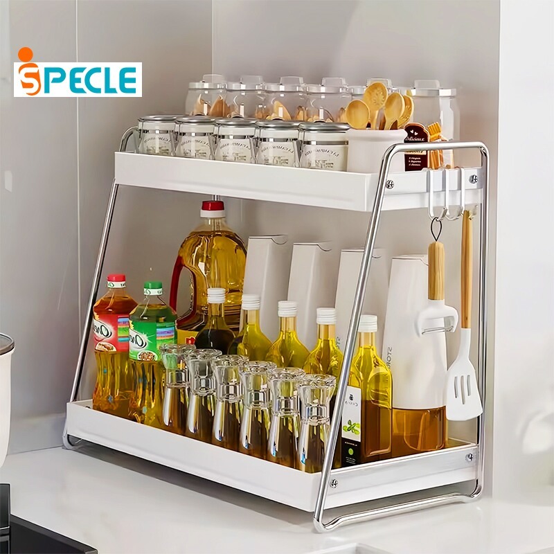 iSPECLE Kệ Gia Vị Đa Năng-Giá Để Đồ Bếp Có Móc Treo, Chứa Nhiều Gia Vị & Dụng Cụ