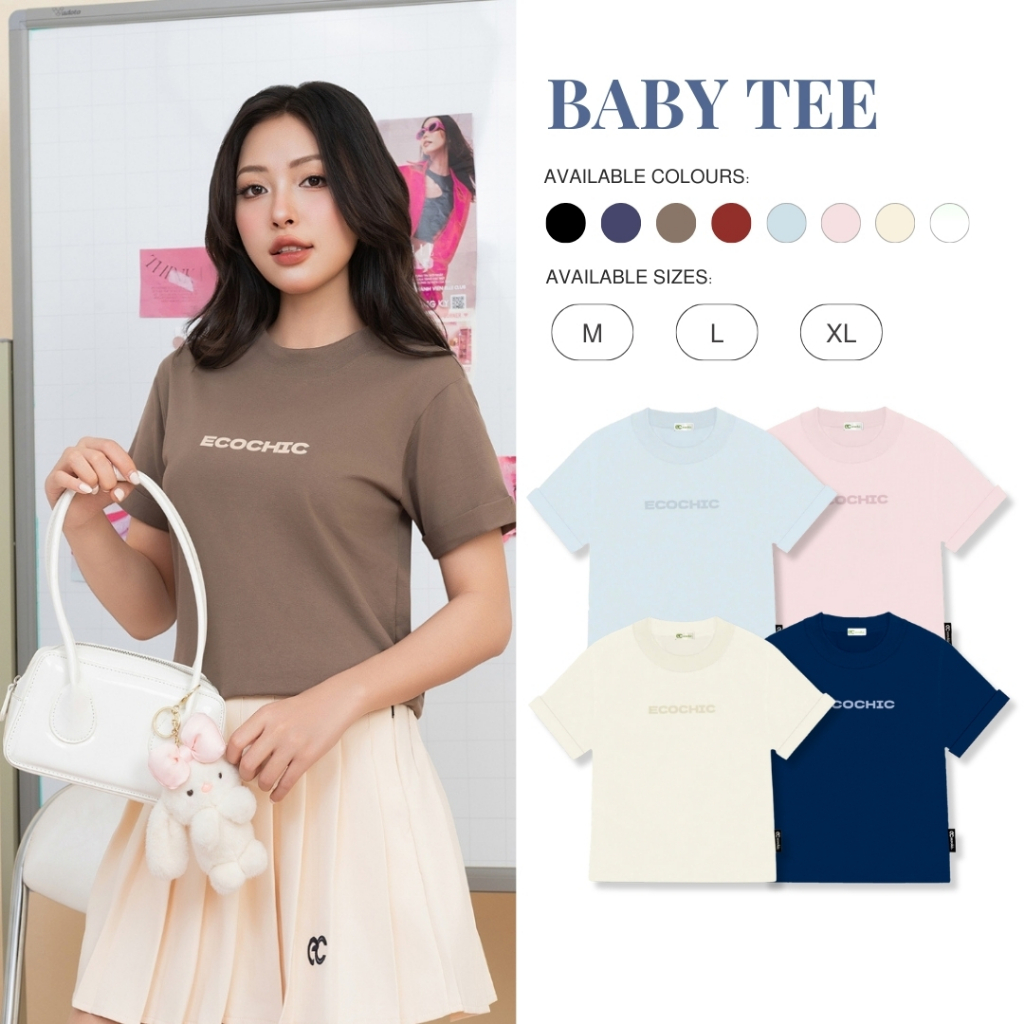 Áo Thun Mỹ Baby Tee ECOCHIC Chữ Cao Su Dập Nổi Chất Liệu Thun Mỹ Form Vừa Local Brand Chính Hãng B120