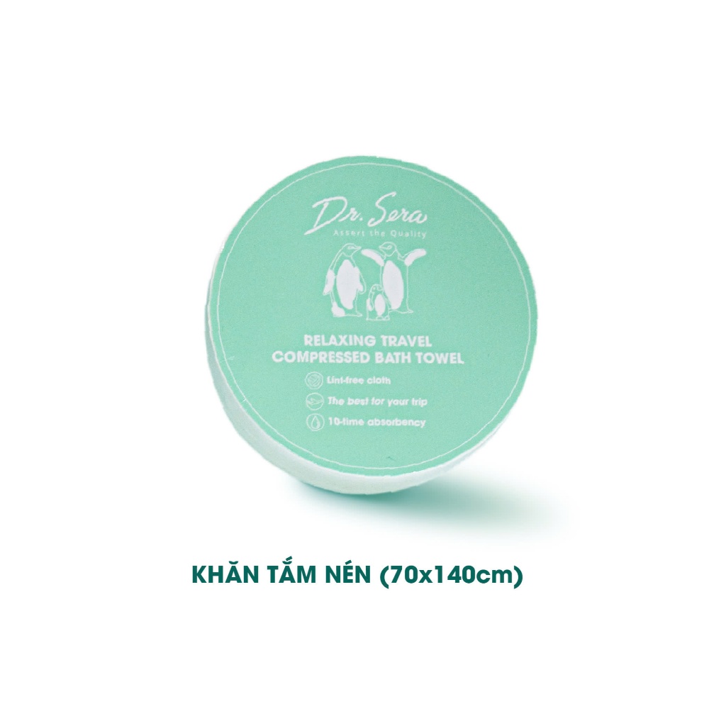 Khăn tắm nén cotton tiệt trùng UV mềm mịn an toàn với mọi làn da DR.SERA COMPRESSED TOWEL