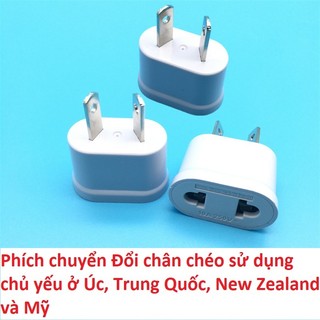 1 phích chuyển sang 2 chân chéo sử dụng ở Úc, Trung Quốc, New Zealand và Mỹ