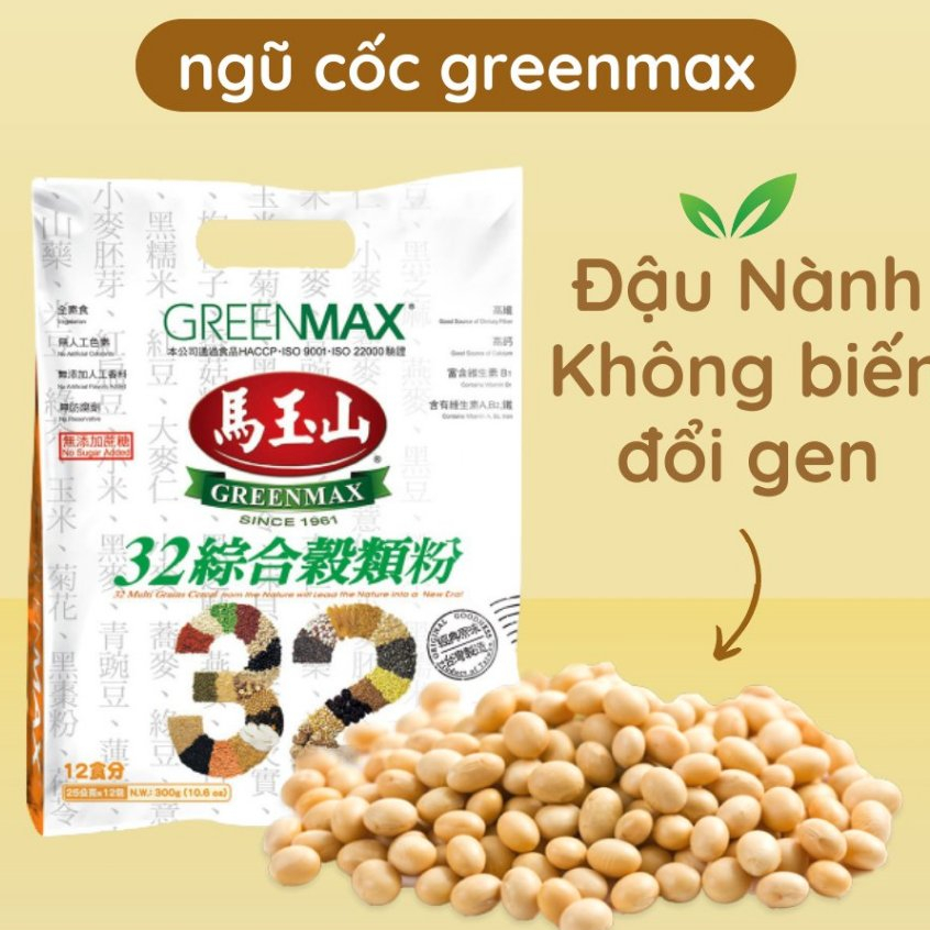 Gói Bột ngũ cốc 32 loại hạt không đường Greenmax Đài Loan 25G, ít calo- 32 Muilti Grains Cereal